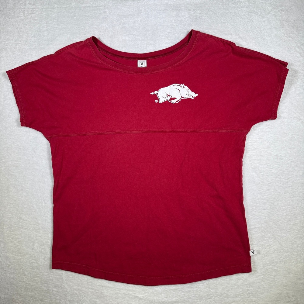 Arkansas Razorbacks T‎ Shirt Women's Large Red Mascot VENLEY Graphic Tee